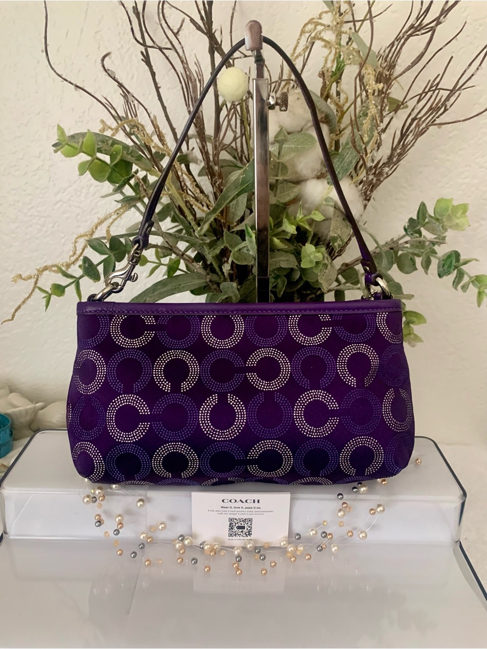 Y2K Coach Madison Horse & Carriage Purple Pleated OP Art Mini Bag - Picture 4 of 7